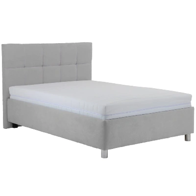 Posteľ GLORY 140×200 cm, svetlo sivá látka s matracom
